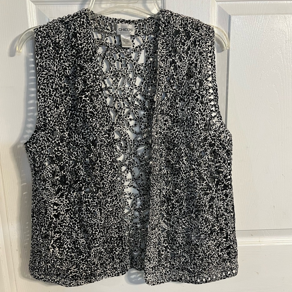 Chico's Black and White Crochet Women's Top